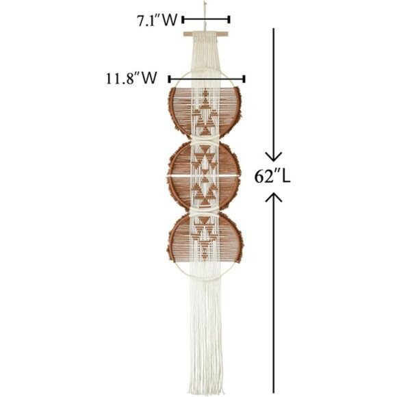 Flber Macrame Wall Hanging Brown and white Boho Wall Decor Art Living room - Picture 5 of 8